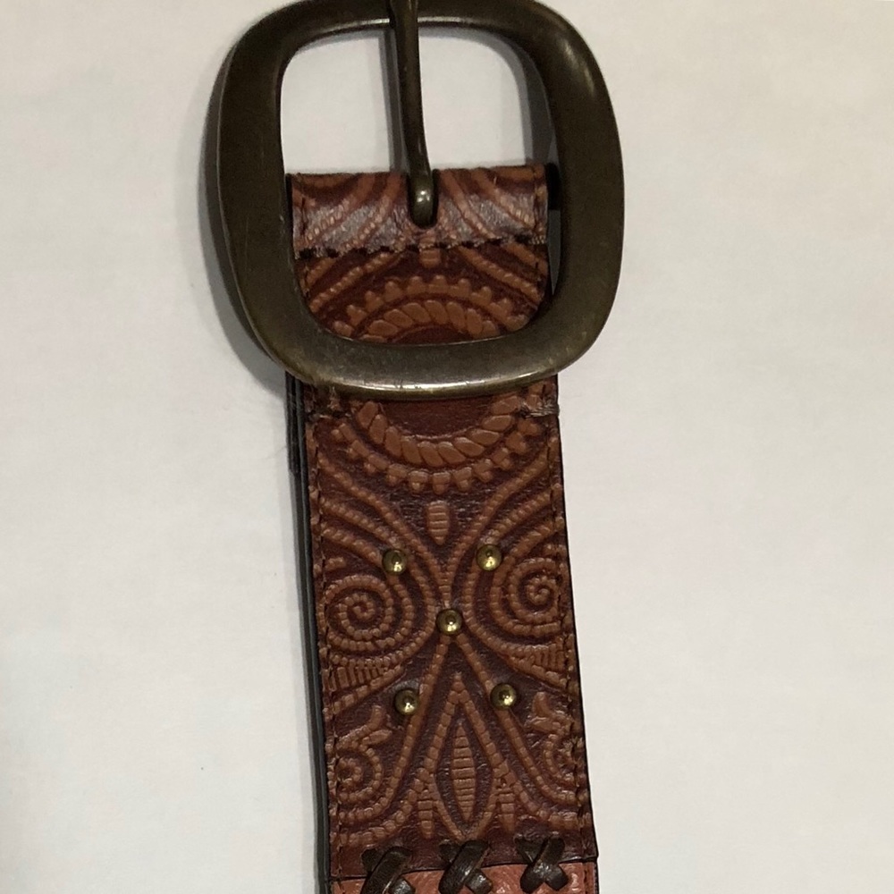 Fossil Brown Leather Belt /Brass Buckle  SZ 41”